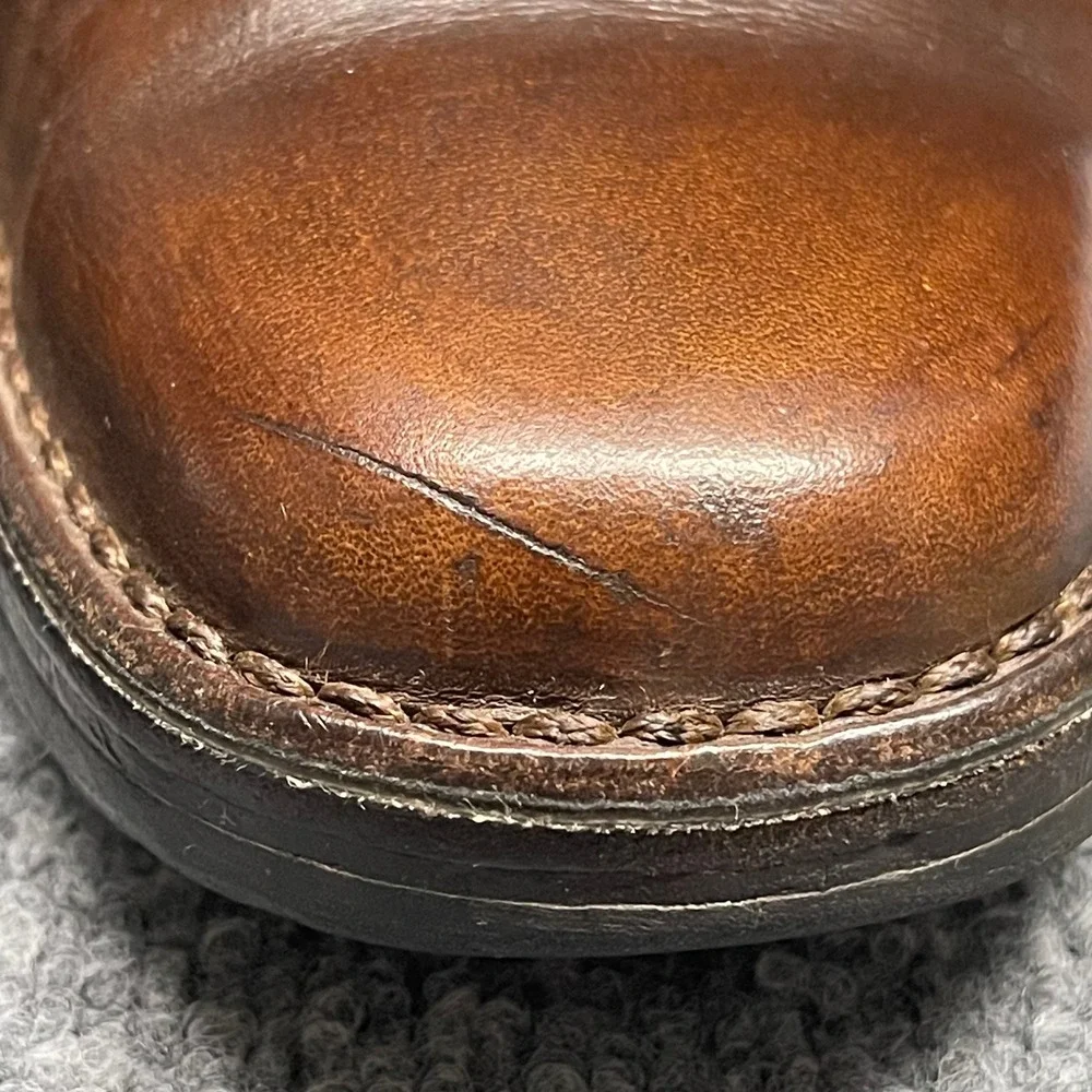 John Varvatos Shoes Mens Size 9 Brown Leather Slip On Loafers Hand Made in Italy